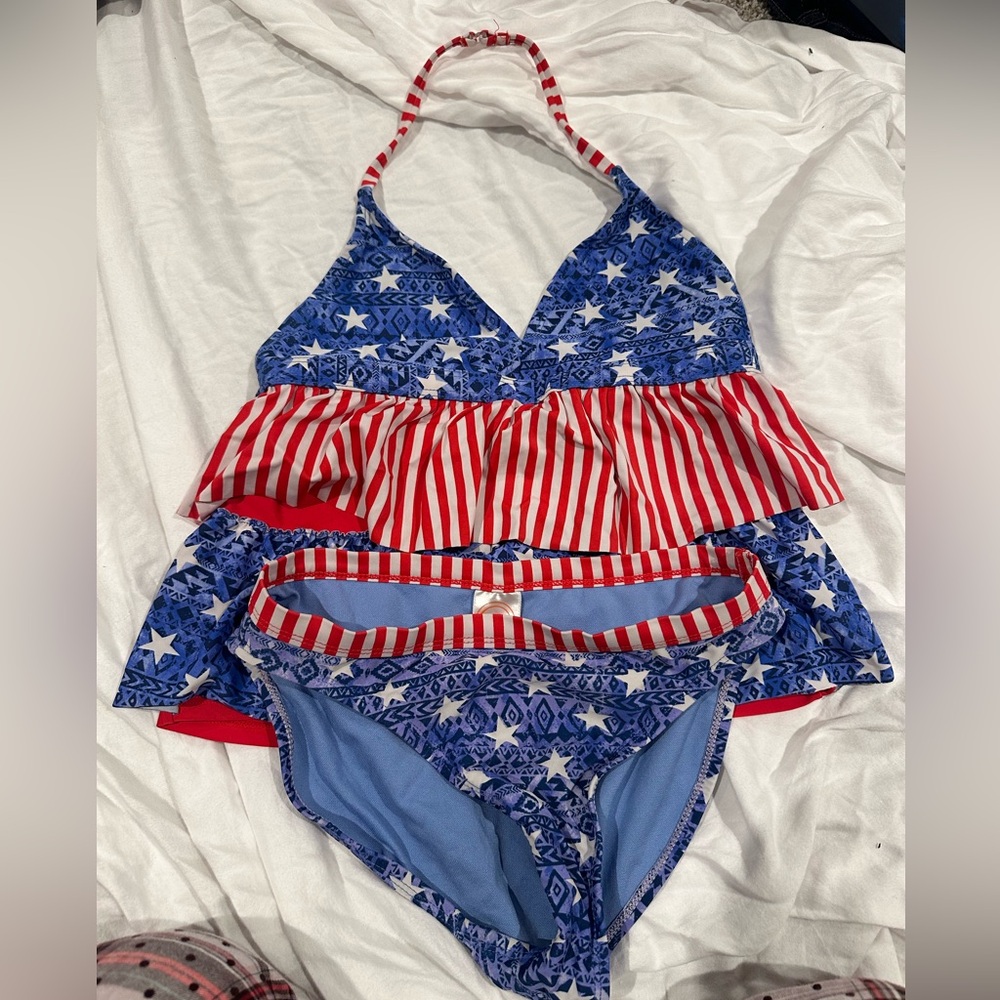 Girls Patriotic Tankini Swimsuit - XL